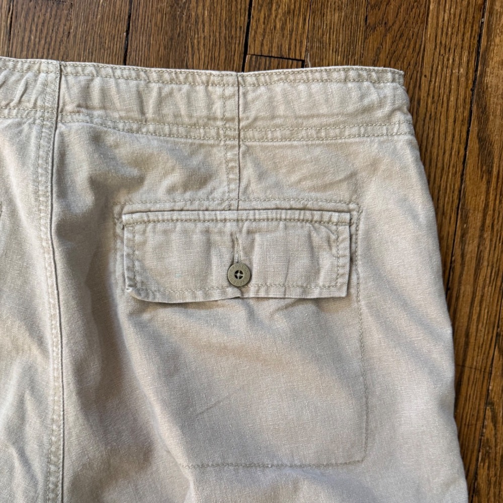 Express Linen Cotton Blend Wide Leg Drawstring Pants Tan Beige Womens Medium - Picture 5 of 8